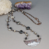 Silver and Dark Copper Moonlit Mountain Necklace with Zuni Bear Chain