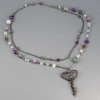 18.5 Inch Gemstone Necklace, Key Pendant adds 2.25 Inches