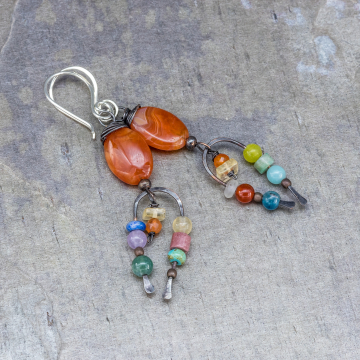 Cool Kinetic Statement Earrings with Multicolor Natural Stones