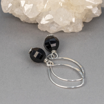 Sterling Silver Earrings with Black Onyx Gemstones
