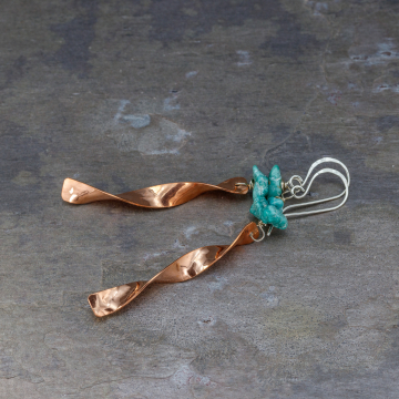 Copper "Windchime" Earrings with Turquoise
