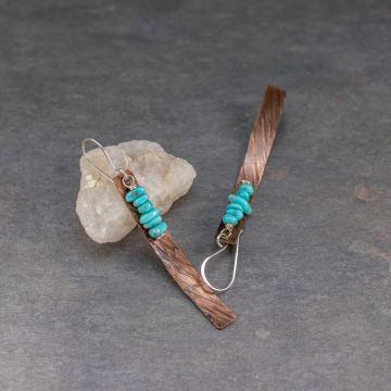 Copper Earrings with Real Turquoise Stones