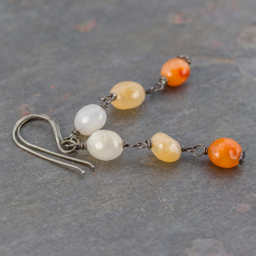 Rustic Orange Stone Earrings