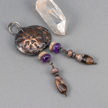 Copper Mandala Earrings with Hand Stamped Western Motif