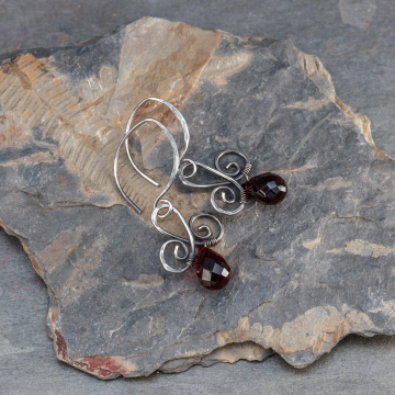 Dark Patina Silver Wire Wrapped Holiday Earrings