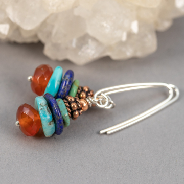 Beaded Natural Stone Earrings in Southwest Colors