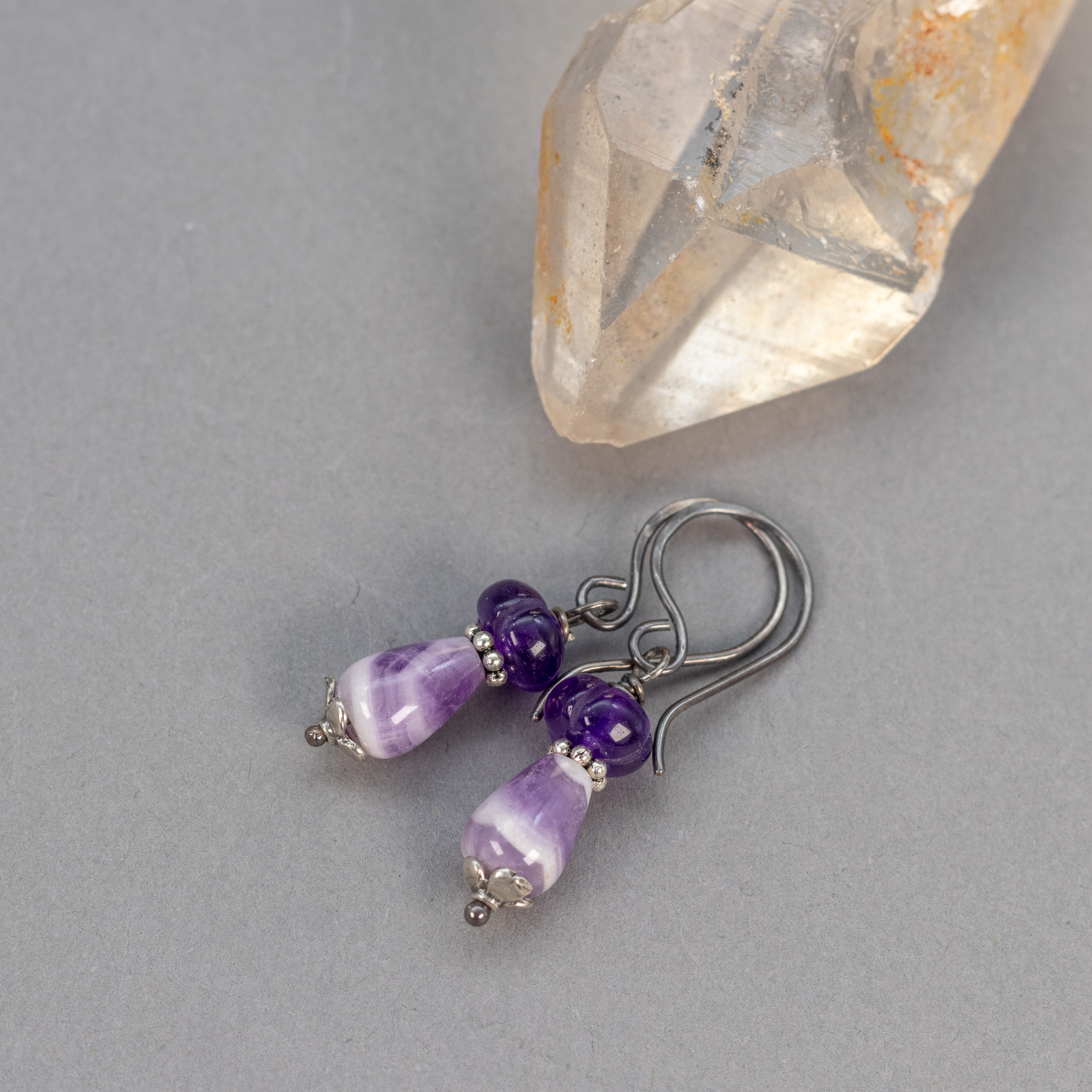 Indo Western Purple Stone Earrings - LOCAL TIJORI