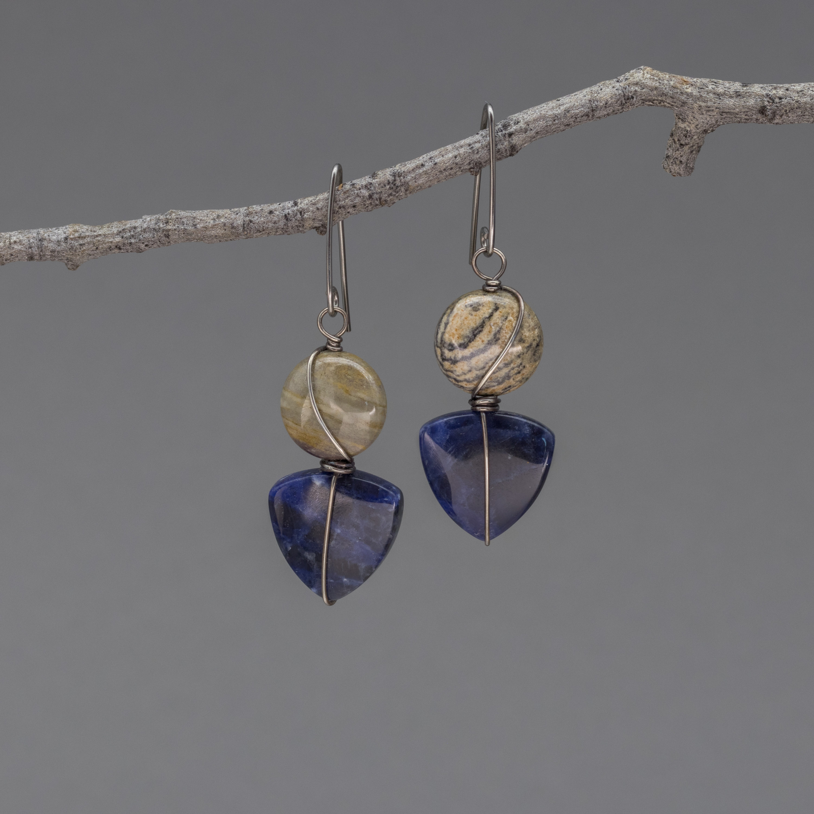 Gold Wire Wrapped Sodalite Earrings - Innovated Visions Jewelry - Innovated  Visions Jewelry