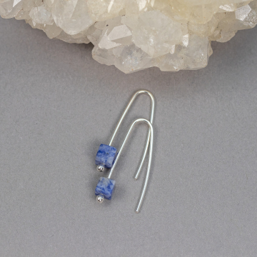 Small Drop Earrings with Blue Sodalite Stone