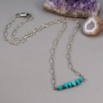 Minimalist Turquoise Bar Necklace, Western Style Layering Necklace