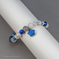 Quartz Lapis and K2 Stone Beaded Bracelet with a Celestial Theme