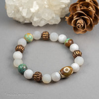 Natural Gemstone Stretch Bracelet with Agate Turquoise and Copper