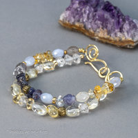 Yellow and Blue Gemstone Double Strand Bracelet