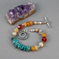 Sunny Southwest Inspired Stone Beaded Bracelet for Woman Size 7 3/4