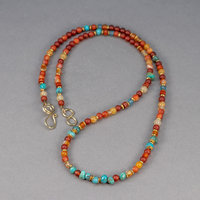 Orange Stone Wrap Bracelet, Carnelian  and Turquoise Natural Stones