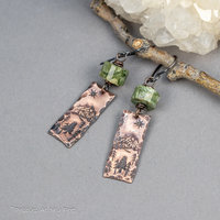 Mountain Vista Handmade Copper Charm Earrings with Green Rhyolite Natural Stones