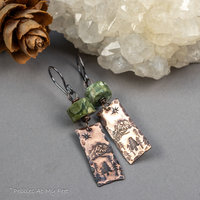 Mountain Vista Handmade Copper Charm Earrings with Green Rhyolite Natural Stones