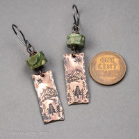 Mountain Vista Handmade Copper Charm Earrings with Green Rhyolite Natural Stones
