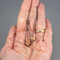 Copper Teardrop Earrings with Citrine Natural Stones