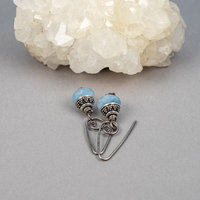 Aquamarine Earrings, Simple Drop Earrings with Blue Gemstones