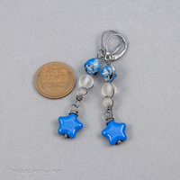 Blue Star Earrings with Glass Stars, K2 Stone, and Rock Crystal Quartz