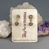 Brass Spiral Post Earrings with Smoky Quartz Drop