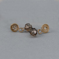 Brass Spiral Post Earrings with Smoky Quartz Drop
