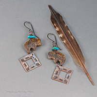 Long Dangle Earrings in a Western Style, Buffalo Earrings