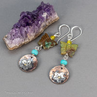 Turquoise Butterfly Earrings with Handcrafted Mixed Metal Charms