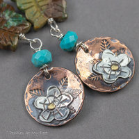 Turquoise Butterfly Earrings with Handcrafted Mixed Metal Charms