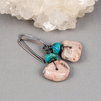 Feldspar Earrings with Chrysocolla
