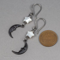 Black and White Moon and Star Dangle Earrings