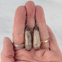 Earthy Gray, Beige, and Taupe Stone Earrings