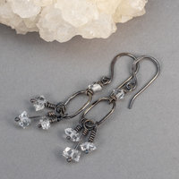 Sparkling Herkimer Diamond Dangle Earrings, Natural Quartz Crystal Earrings