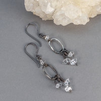Sparkling Herkimer Diamond Dangle Earrings, Natural Quartz Crystal Earrings