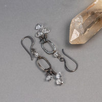 Sparkling Herkimer Diamond Dangle Earrings, Natural Quartz Crystal Earrings