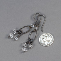 Sparkling Herkimer Diamond Dangle Earrings, Natural Quartz Crystal Earrings