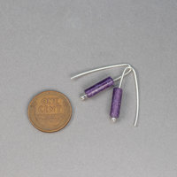 Modern Wire Threader Earrings, Sleek and Dainty Drop Earrings with Purple Stones