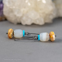 Chunky Bead Drop Earrings with Agate Stones and Turquoise