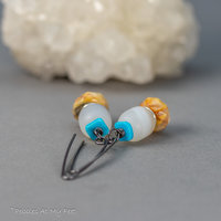 Chunky Bead Drop Earrings with Agate Stones and Turquoise