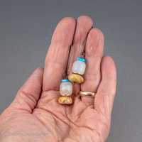 Chunky Bead Drop Earrings with Agate Stones and Turquoise