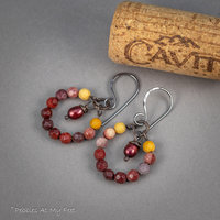Mookaite Circle Earrings Handmade in Copper and Sterling Silver