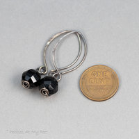 Simple Drop Earrings of Black Onyx and Oxidized Sterling Silver