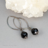 Simple Drop Earrings of Black Onyx and Oxidized Sterling Silver