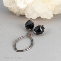 Simple Drop Earrings of Black Onyx and Oxidized Sterling Silver