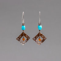 Handcrafted Copper Dangle Earrings with Nacozari Turquoise, and Carnelian Gemstones