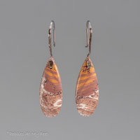 Orange White and Maroon Stone Earrings in Sterling Silver, Sonoran Dendritic Rhyolite Drop Earrings