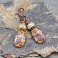 Orange Mauve Burgundy and White Earrings