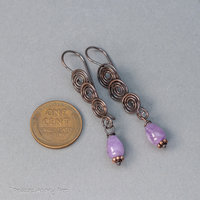 Handmade Copper Spiral Earrings with Amethyst Gemstones
