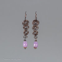Handmade Copper Spiral Earrings with Amethyst Gemstones
